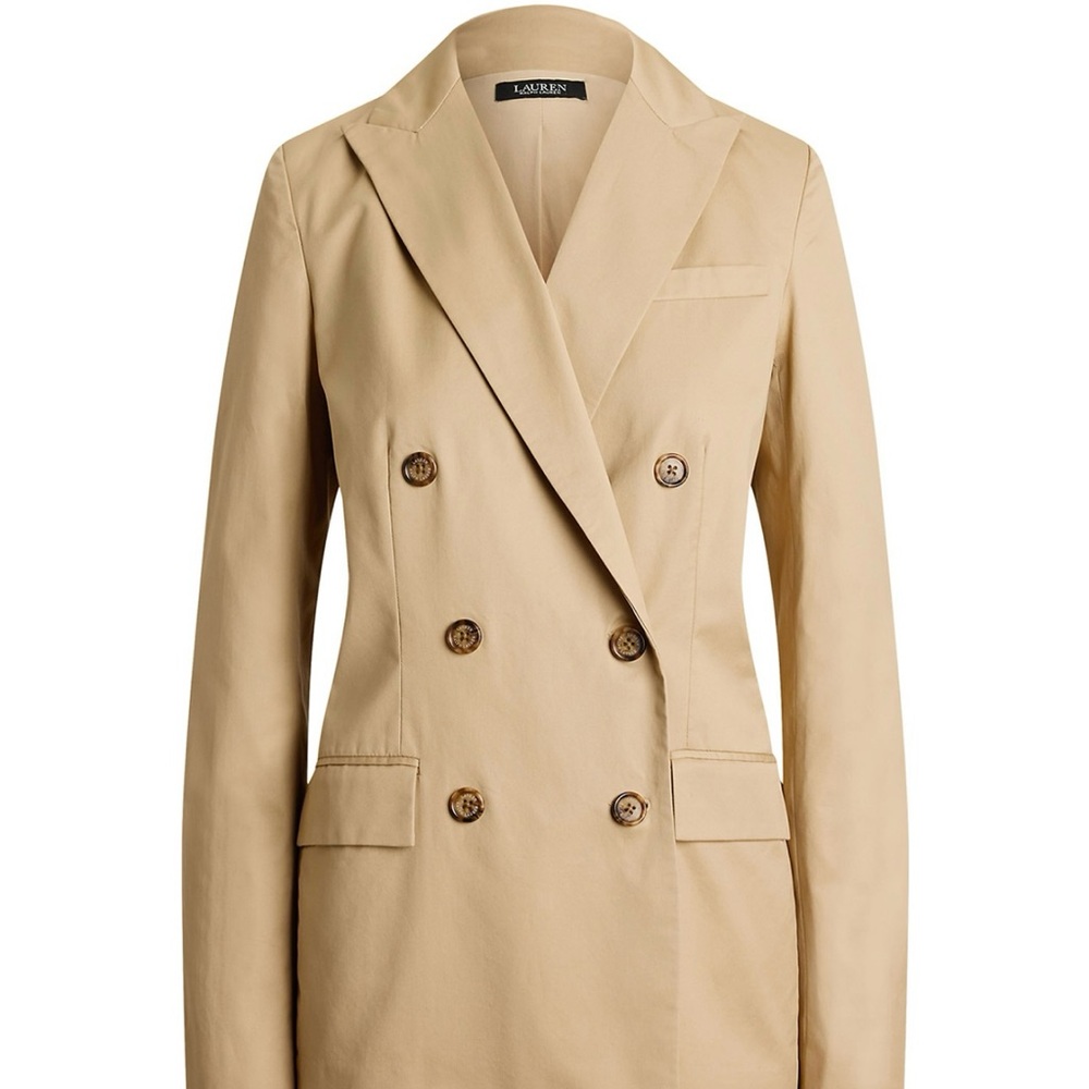 Lauren Ralph Lauren double breasted cotton twill blazer - Picture 6 of 6